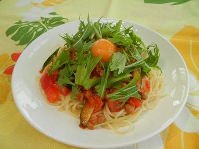 納豆キムチ冷製パスタ