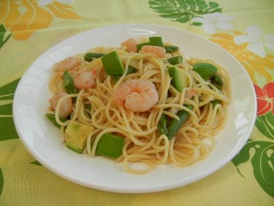 海老とアスパラの柚子こしょうパスタ