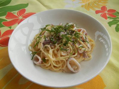 イカとたらこのクリームパスタ