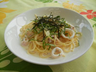 イカとたらこのクリームパスタ