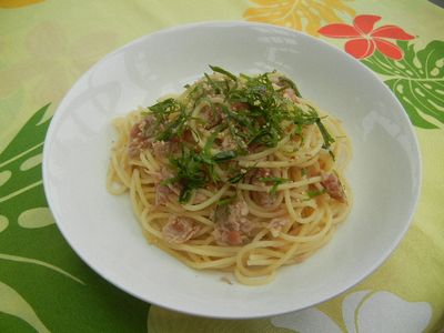 ツナの梅しそ和風パスタ