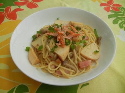 タケノコと桜えびのバターしょうゆパスタ